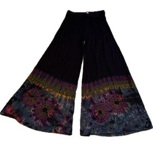 SIVANA Women’s Bohemian Tie Dye Wide-Leg Groovy Flare Hippie Pants  LIKE NEW S/M